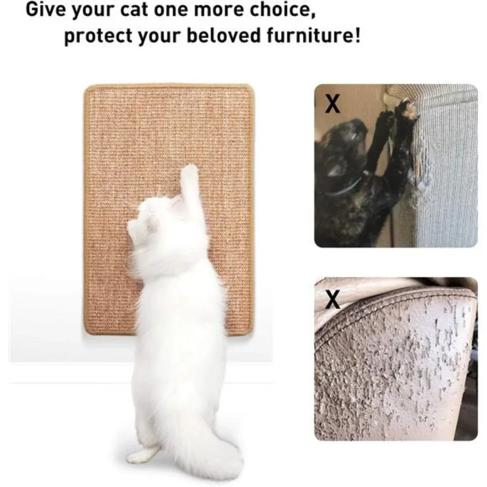 Cat Scratcher Mat, 23.6 X 15.7 Inch Natural Sisal Cat Scratch Mats, Horizontal